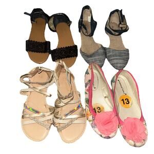 Girls Shoes Sandals Lot Of 4 pairs Cat Jack Gold, AE Dressy Sz 12 & 13
